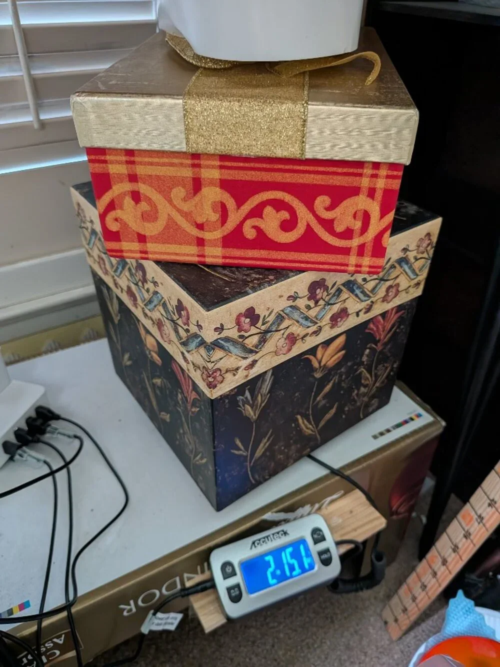 Harry David Bob’s Boxes Vintage Floral Plaid Christmas Gift Box Storage Bundle